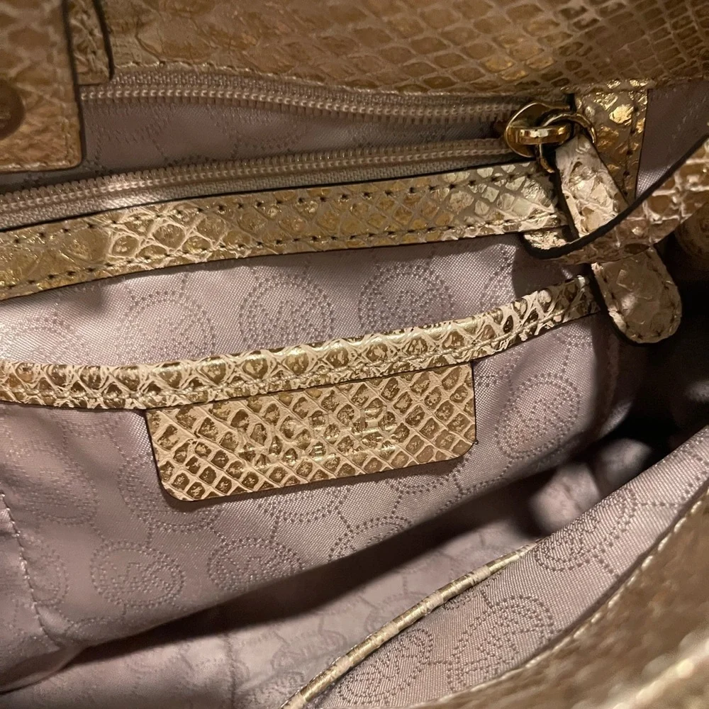 Michael Kors Gold Satchel with Signature Charm